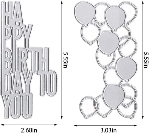 Miniatura 2 de Estivaux Globos de cumpleaños troquelados para hacer tarjetas, troqueles de letras de feliz cumpleaños, plantillas de troqueles de celebración