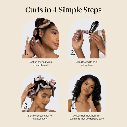 Miniatura 7 de Kitsch Rizadores de Cabello de Satén Sin Calor – Rizadores de Cabello Sin Calor para Dormir y Obtener Rizos Durante la Noche – Varillas Rizadoras