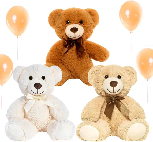 3 piezas de oso de peluche de 13.5 pulgadas, suave, de peluche, a granel, lindos juguetes de peluche para niños, baby shower, cumpleaños,