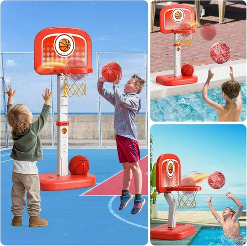 Miniatura 4 de Bennol Juguetes de aro de baloncesto al aire libre para niños de 3, 4, 5, 6, 7, 8 a 12 años, juguetes exteriores con 4 bolas, juguete de baloncesto