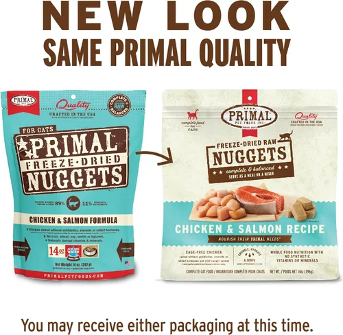 Miniatura 2 de Primal Nuggets de Comida Cruda Liofilizada para Gatos Pollo y Salmón, Comida Completa y Equilibrada o Topper, Premium, Saludable, Sin Granos, Comida