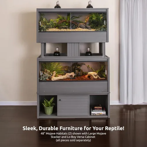 Miniatura 12 de New Age Pet ECOFLEX - Hábitat grande para reptiles de 48 pulgadas de ancho, Mojave Lounge para serpientes, tortugas y lagartos en arce, negro y Gris