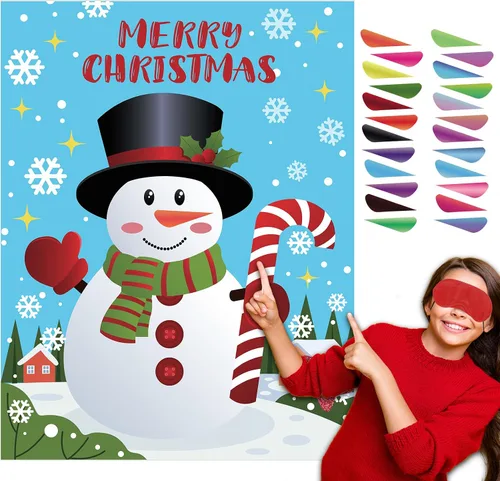 Miniatura 8 de Juegos de Navidad EMPOF - Pin The Heart Juegos de Manualidades Navideñas para Niños y Familias, Linda Decoración de Pared, Artículos de Fiesta