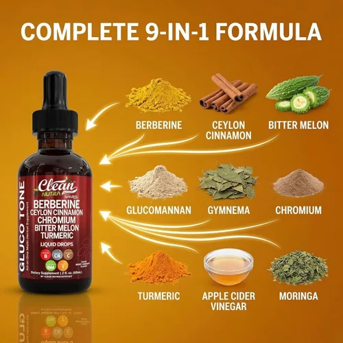 Miniatura 6 de Clean Nutra Berberine con suplemento de canela de Ceilán gotas líquidas + extracto de melón amargo, glucomanano, gimnasia, cromo, cúrcuma, panax