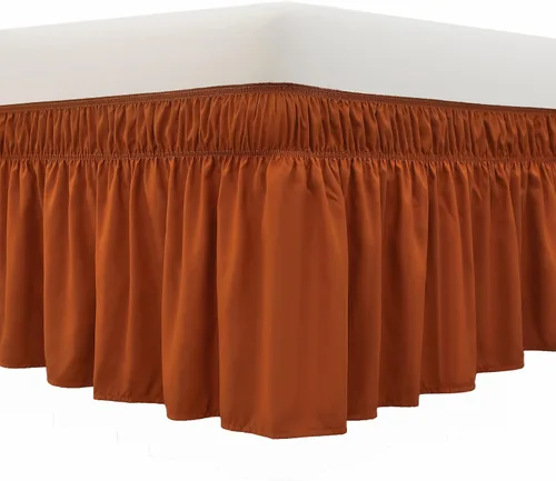 Miniatura 17 de MEILA - Faldón de cama envolvente con tres lados de tela y elástico, con volantes de 14 pulgadas, caída a medida, fácil de instalar, resistente a