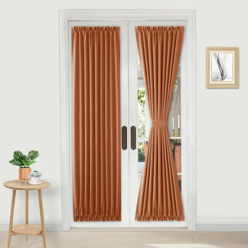 Miniatura 7 de DWCN Cortinas para puerta francesa: cortina térmica con bolsillo para barra para puertas con ventana de vidrio, puertas de cocina y patio