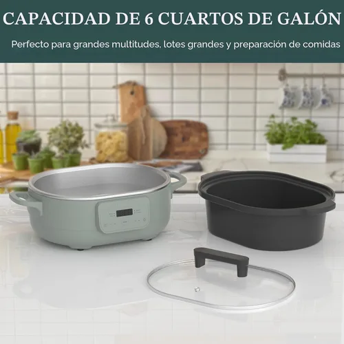 Miniatura 4 de MAGNIFIQUE Olla de Cocción Lenta Programable de 6 Cuartos con Recipiente Antiadherente Saludable Extraíble - Pequeño Electrodoméstico de Cocina