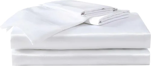 Betsey Johnson - Sábanas de cama individual, juego de ropa de cama de satén con fundas a juego, suaves y sedosas, esenciales para dormitorio (blanco
