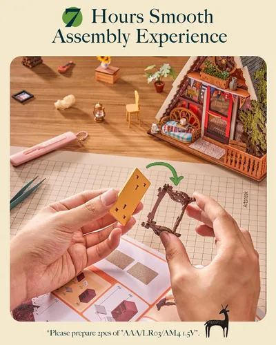 Miniatura 7 de Rolife - Kit de bricolaje de casa en miniatura para adultos, kit de casa de muñecas de madera mini, kits de construcción de diorama de casa pequeña