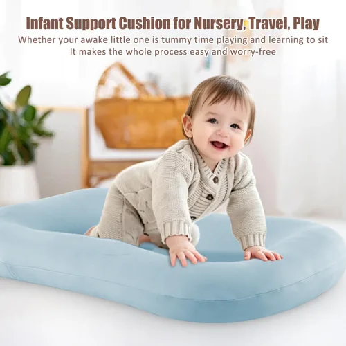 Miniatura 3 de tumbona para bebé, tumbona para recién nacido, tumbona suave y transpirable lavable para bebé para el hogar y viajes (Azul)