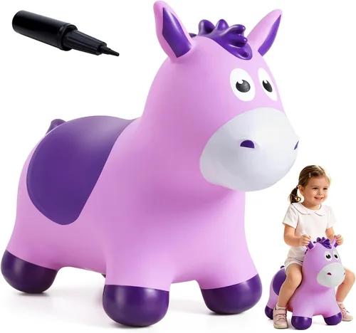 Miniatura 10 de Juguetes de Animales Saltarines de Dinosaurio para Niños, Saltador Inflable de Triceratops, Montable Saltarín, Actividad Interior y Exterior Regalo
