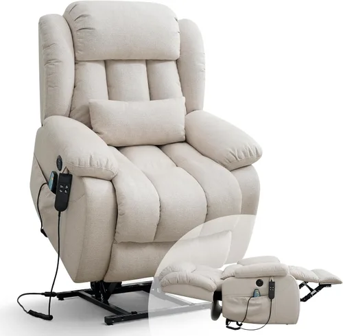 Miniatura 15 de Infinite Position Lay - Silla reclinable plana para adultos, silla elevadora eléctrica de doble motor para personas mayores con masaje
