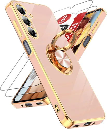 Miniatura 136 de LeYi Funda para Samsung Galaxy S22 Ultra con soporte de anillo giratorio de 360°, soporte magnético, chapado en oro rosa, borde protector para Negro