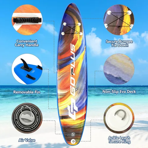 Miniatura 4 de Goplus Tabla de remo inflable de pie, 10/10.5 pies/11 pies SUP 6 pulgadas de grosor con accesorios de primera calidad, paleta de aluminio ajustable