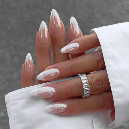 Miniatura 30 de Uñas postizas a presión marrón café, uñas postizas medianas de almendra, color sólido, cobertura completa, uñas postizas artificiales brillantes