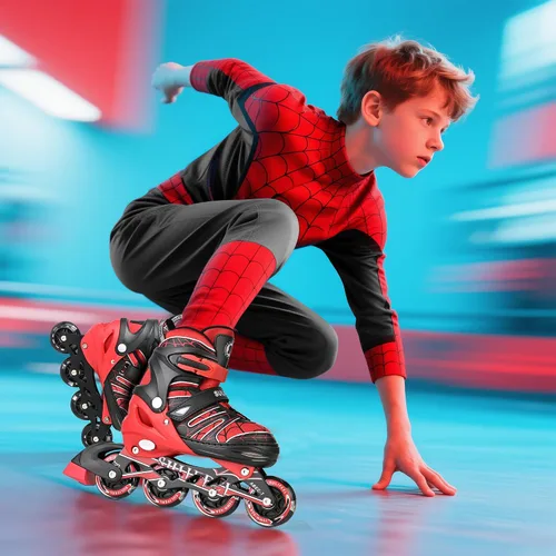 Miniatura 8 de SULIFEEL Patines en línea de unicornio arcoíris para niñas y niños, 4 tamaños, ajustables, con ruedas iluminadas, para niños principiantes D Araña