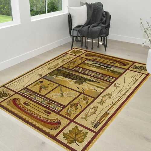 Miniatura 11 de Colección de alfombras de cabaña inspirada en la naturaleza con animales, diseño de felpa y polipropileno fácil de limpiar para decoración del hogar