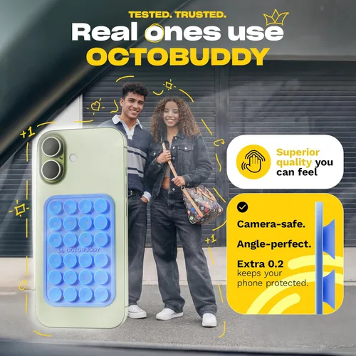 Miniatura 3 de OCTOBUDDY Classic - Funda adhesiva de silicona con succión para teléfono - Manos libres, soporte de agarre fuerte para selfies y videos - Compatible