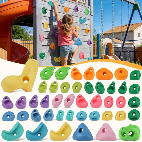 Miniatura 11 de 32 piezas de pared de escalada en roca para niños, soportes de escalada de pared de roca, kits de agarre de pared para escalada de adultos con 32