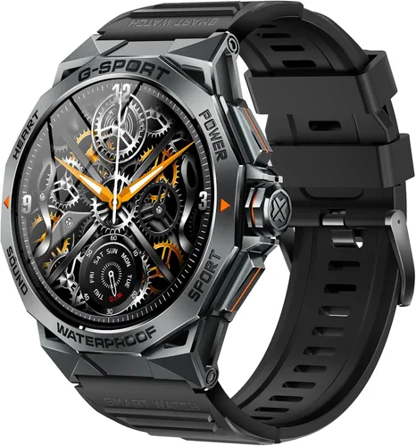 Reloj inteligente militar para hombre, para responder/hacer llamadas de 1.43 pulgadas, AMOLED siempre encendido, reloj inteligente resistente con