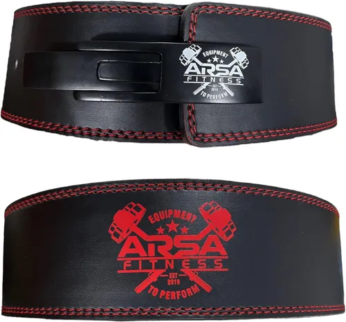 Miniatura 4 de Arsa Fitness - Cinturón de palanca ajustable para levantamiento de pesas para hombres y mujeres, piel de vaca real para levantamiento de pesas
