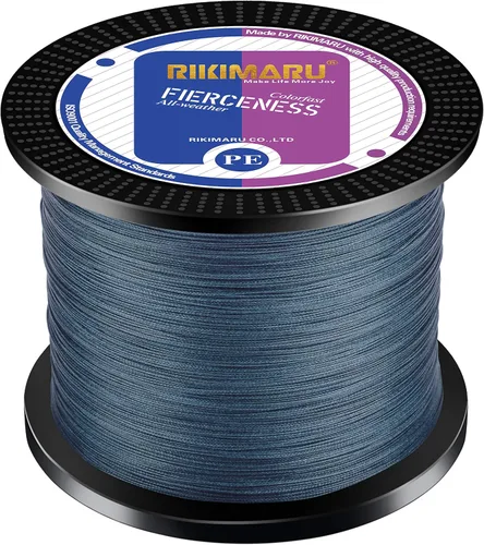 Rikimaru - Sedal de pesca trenzado, resistente a la abrasión, Superline con cero elasticidad y baja memoria. Diámetro extrafino 327-1094 yardas,