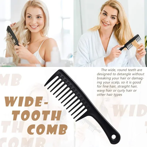 Miniatura 6 de Patelai Peine afro de dientes anchos para hombres, juego de peinado desenredante de 3 piezas, herramienta de cepillo de barbero de fibra de carbono