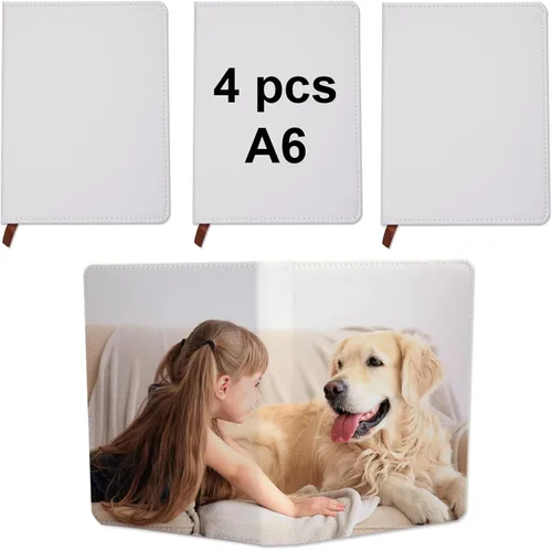 4 piezas de cuaderno en blanco para sublimación A6 de 190 páginas, cuaderno de sublimación en blanco, cuadernos de sublimación para suministros de