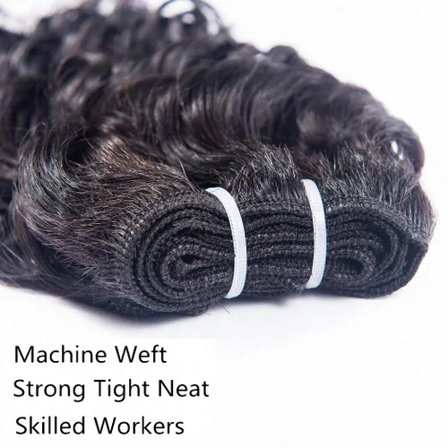 Miniatura 6 de Extensiones de cabello humano brasileño ondas profundas 4 paquetes 50 g 20 cm 10A rizado corto y esponjoso, onda profunda cosida en remmy, cabello