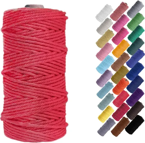 Miniatura 11 de HAPYLY - Cuerda de algodón natural para macramé, de 0.118 pulgadas x 109 yardas, cuerda de algodón de colores para manualidades, tejer, colgar