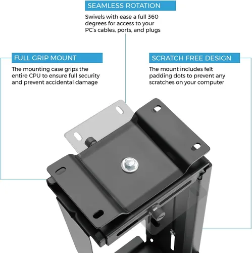 Miniatura 3 de HumanCentric Soporte ajustable para computadora debajo del escritorio y montaje en pared, soporte para CPU se adapta a la mayoría de fundas de PC