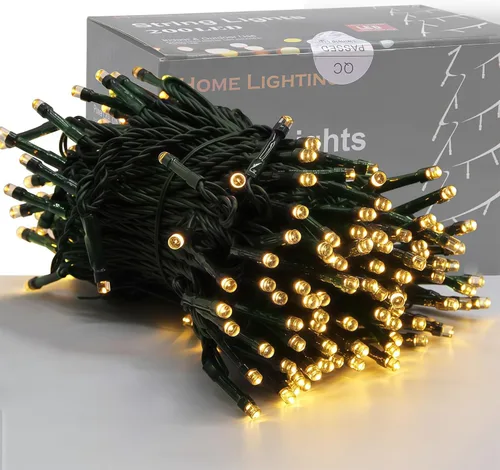 Miniatura 19 de Iluminación del hogar de 66 pies. Mini luces decorativas de Navidad de 200 luces LED de alambre verde, luces de hada estrellada enchufables, 8 modos