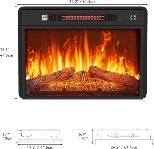 Miniatura 2 de YITAHOME Inserto de chimenea eléctrica de 24", calentadores de chimenea con juego de troncos, control remoto con control de temporizador