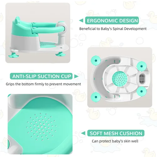 Miniatura 4 de Asiento de baño para bebés de 6 meses en adelante, asientos de baño antideslizantes para bebés sentados, silla de bañera segura para bebés y recién