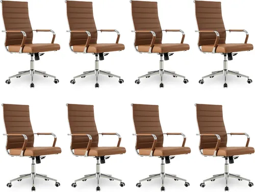 Miniatura 40 de Okeysen Office Desk Chair, Ergonomic Leather Modern Conference Room Chairs, Executive Ribbed Height Adjustable Swivel Rolling Chair for Home Office