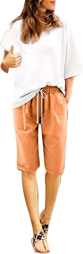 Miniatura 15 de Pantalones cortos sólidos con control de barriga, casuales, con cordón, cómodos, para mujer, pantalones cortos ligeros de verano para correr 2023
