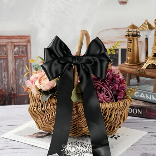 Miniatura 6 de MAYREEL Cinta de Satén Negra de 1.5 Pulgadas Cinta Gruesa de Doble Cara para Manualidades Envoltura de Regalos Decoración de Bodas Lazos