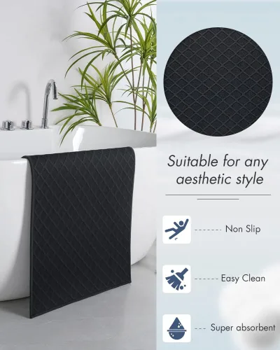 Miniatura 5 de AMOAMI Tapetes de baño ultra delgados, con parte trasera de goma, antideslizantes, absorbentes, para suelo, regadera y lavabo
