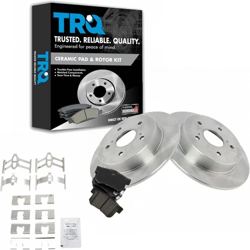 Miniatura 44 de TRQ Kit de rotor de freno trasero y pastillas de cerámica Posi premium compatible con camioneta Chevy GMC