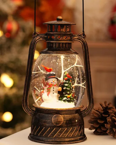 Miniatura 8 de Decoraciones de Navidad para Interiores - Globo de Nieve Musical de Navidad con Temporizador de 6H, Escena Iluminada de Árbol de Navidad de Santa