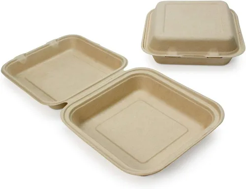 Miniatura 8 de Recipientes desechables 100% compostables con tapas [9 x 6 pulgadas paquete de 50 unidades] Recipientes ecológicos para llevar, resistentes