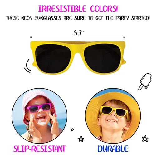 Miniatura 4 de Neliblu Gafas de sol para niños, regalos de fiesta a granel, estilo de los años 80, para playa y piscina, bolsas de recuerdo de fiesta, premios