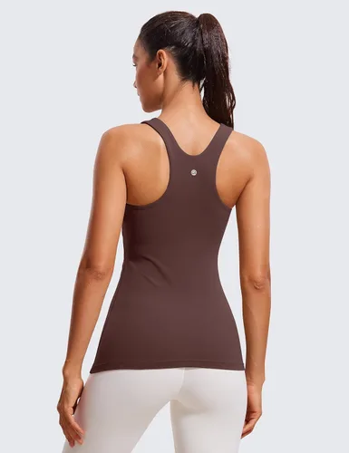 Miniatura 2 de CRZ YOGA Butterluxe - Camiseta sin mangas de cuello alto con espalda cruzada para mujer, con brasier integrado, para entrenamiento, yoga, atlética