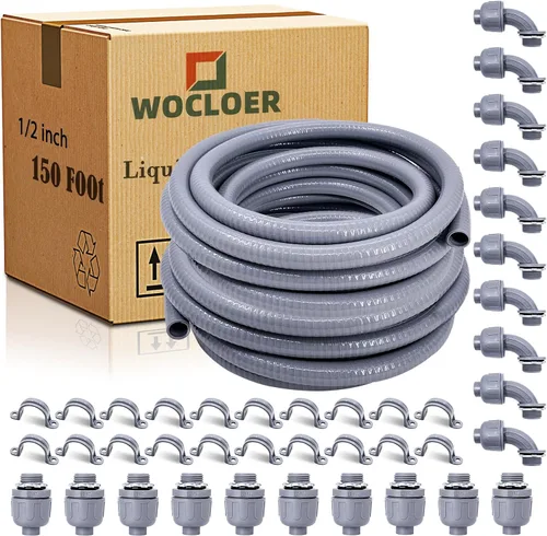 Miniatura 16 de Conducto hermético a líquidos de 1 pulgada y 25 pies, kit de conector y conducto eléctrico flexible no metálico hermético a líquidos, con 5