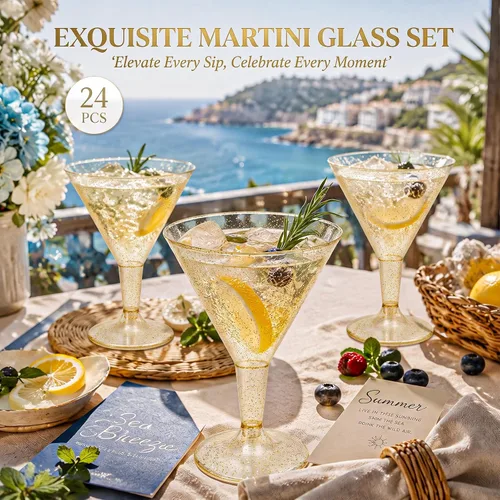 Miniatura 2 de Juego de 6 vasos de Martini Liacere, vasos de cóctel de Martini de plástico azul de 11oz con tallo, vasos de cóctel reutilizables para bar