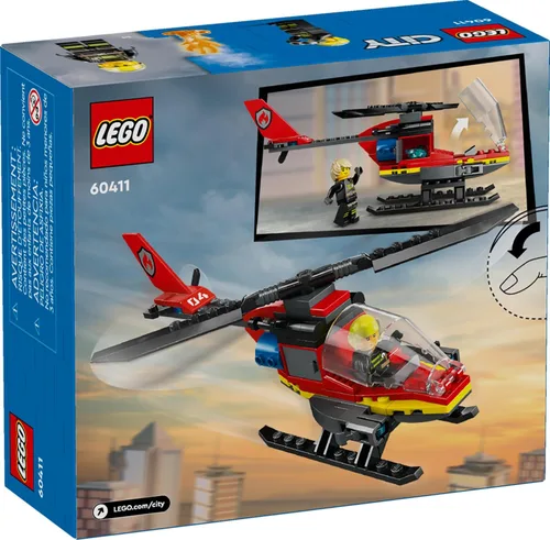 Miniatura 6 de LEGO City Fire Rescue Helicóptero de Rescate de Bomberos de Juguete, Set de Construcción con Piloto Minifigura de Bombero, Regalo Divertido