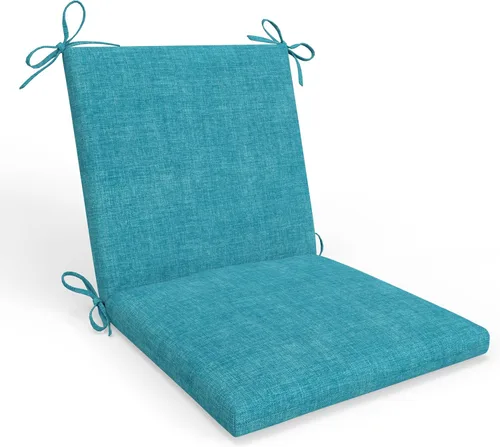 Pillow Perfect 1 cojín sólido para asiento de silla con respaldo sólido para interior/exterior con lazos, esquinas redondeadas, asiento profundo