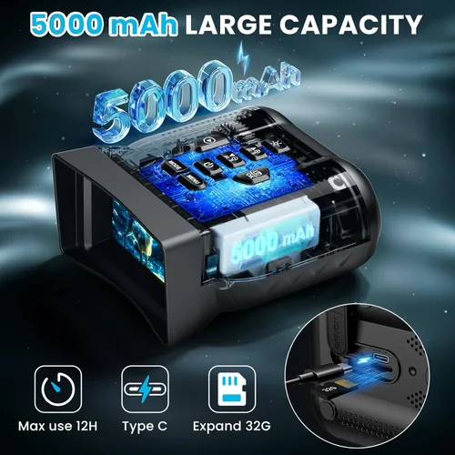Miniatura 4 de WARMTUYO Gafas de visión nocturna 4K, binoculares de visión nocturna HD de 3.0 pulgadas, visión nocturna infrarroja portátil de 9 niveles, zoom