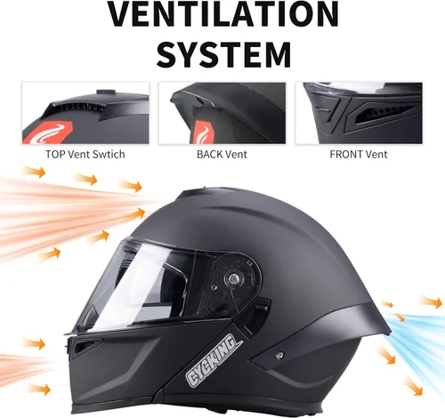 Miniatura 7 de Modular Motorcycle Helmet, Flip Up Full Face Helmet with Dual Visor & Smoked Sunshield, DOT Approved Street Bike Helmet for Men & Women, Quick