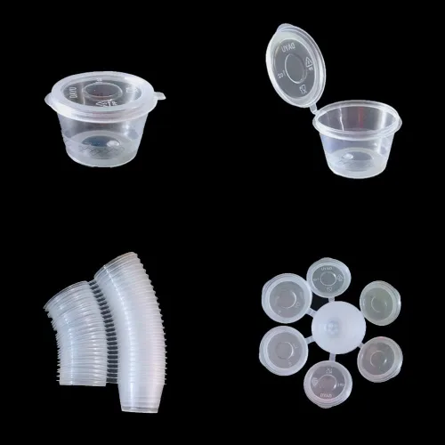 Miniatura 3 de MIUPOO Vasos de plástico para soufflé, desechables transparentes a prueba de fugas con tapa con bisagras, se utilizan para varias salsas, muestras